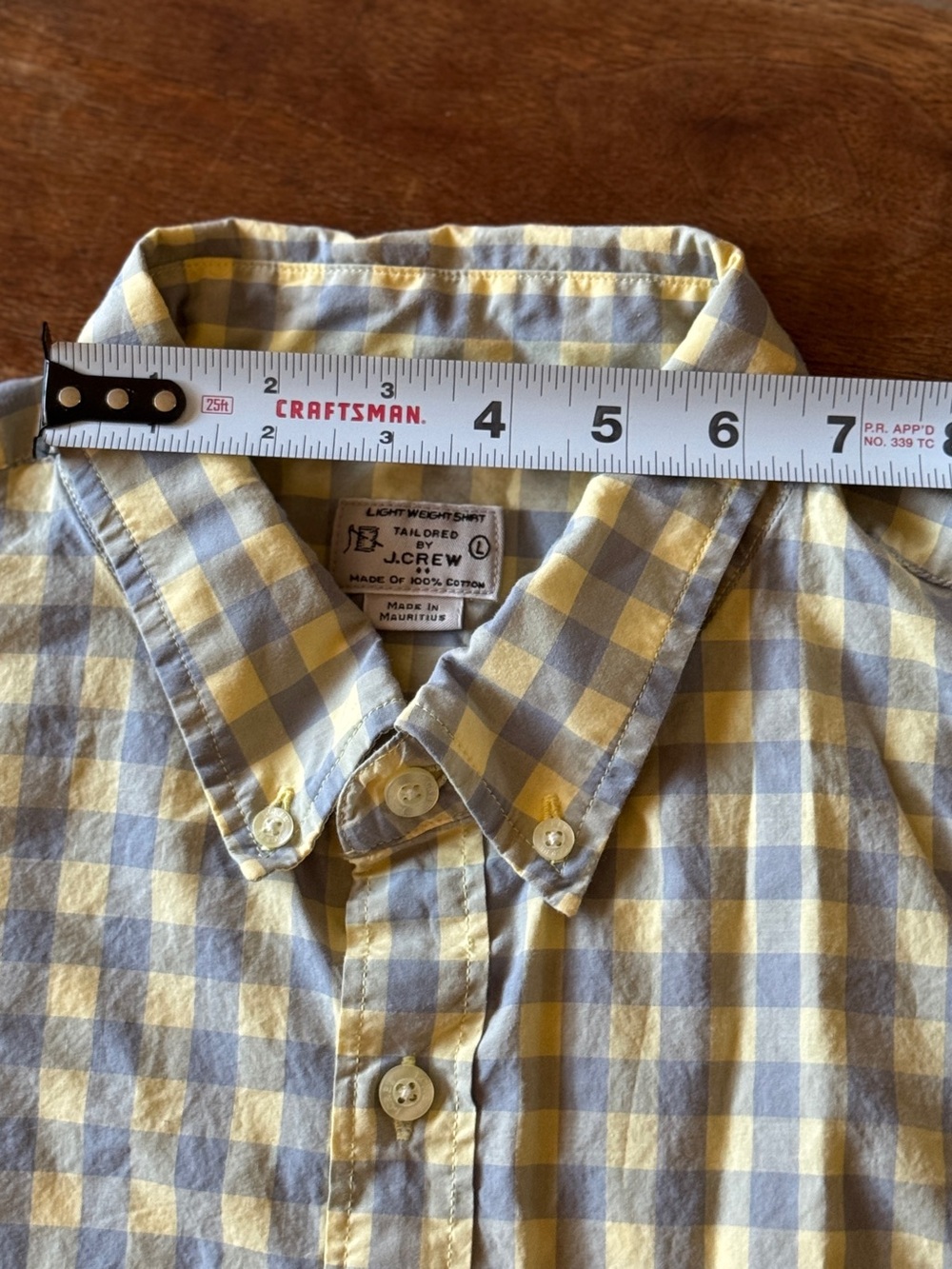 J. Crew light blue and yellow Gingham Button-Down Shirt - Picture 8 of 8